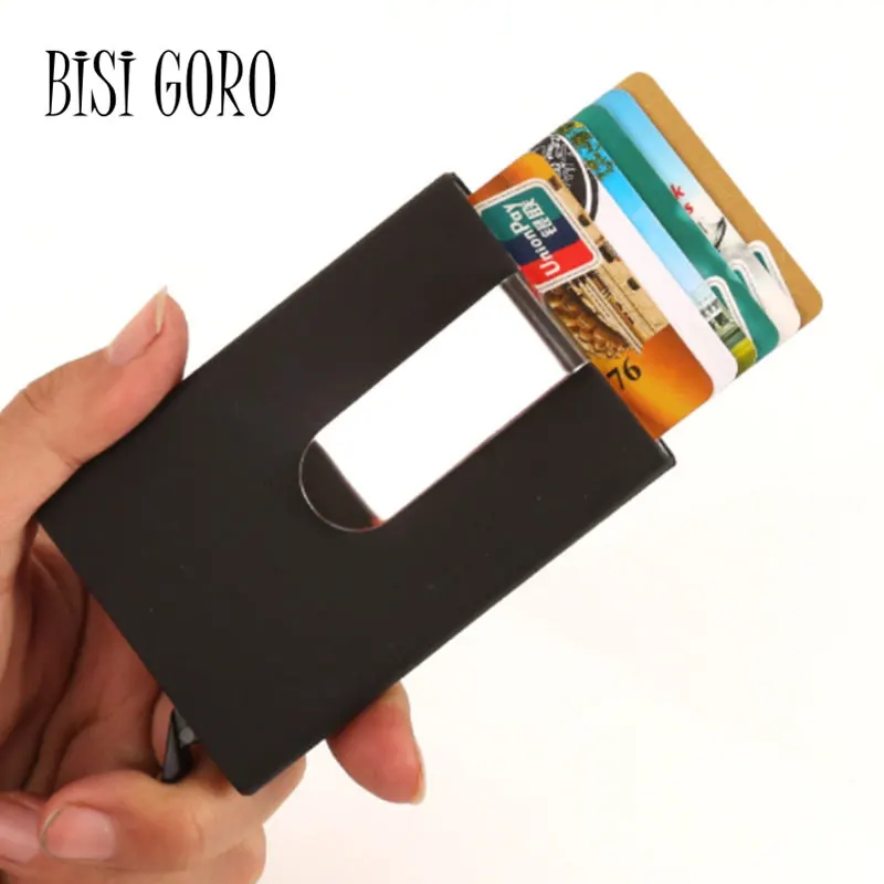 BISI GORO для мужчин и женщин, держатель для кредитных карт, мини-кошелек, тонкий чехол для визиток,, кредитная алюминиевая карточка, упаковка высокого качества