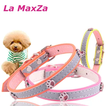 

2018 New Arrival Dog Collars Soft PU Leather Dog Cat Use Candy Color Adjustable Collar Small Size Puppy Chihuahua Pets Supplier