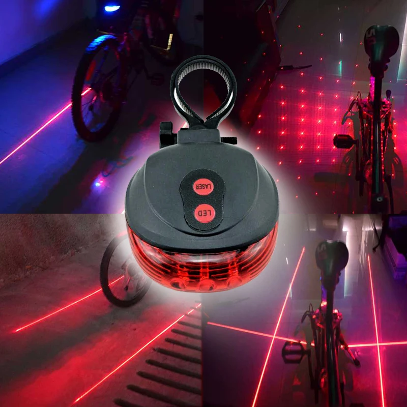 

New Bicycle Tail Light (5LED+2Laser) Waterproof Cycling Bike Light 7 Cool Flash Mode Bike Rear Lights For Bike Accessories