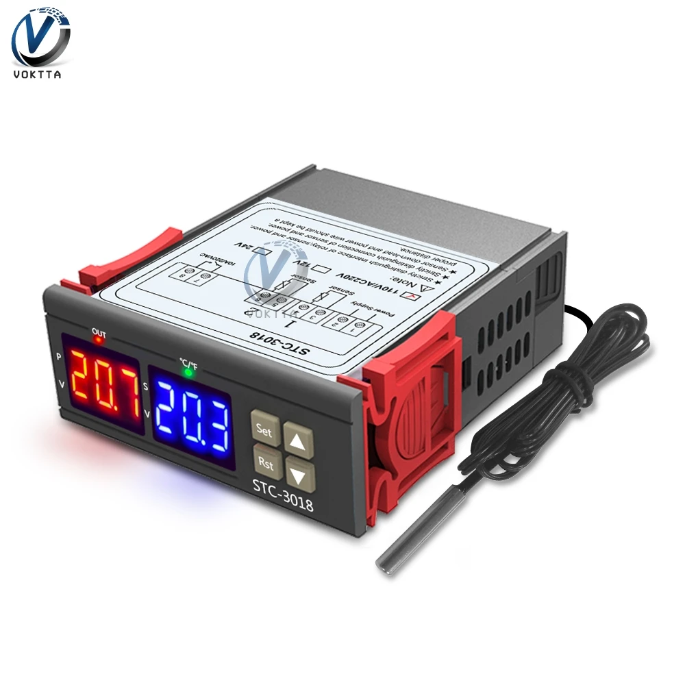 STC 3018 3028 3008 12 V 24 110 220 Цифровой Температура контроллер двойной Дисплей зонд