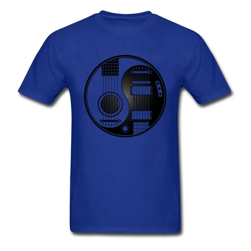 Acoustic Electric Guitars Yin Yang Tops Shirt Brand Round Neck T-Shirt Family Short Sleeve Cotton Fabric Mens T Shirt Acoustic Electric Guitars Yin Yang blue