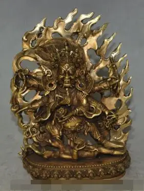 

S1326 11" tibet buddhism brass 6 arms Vajrapani Mahakala Exorcism buddha Phurpa statue