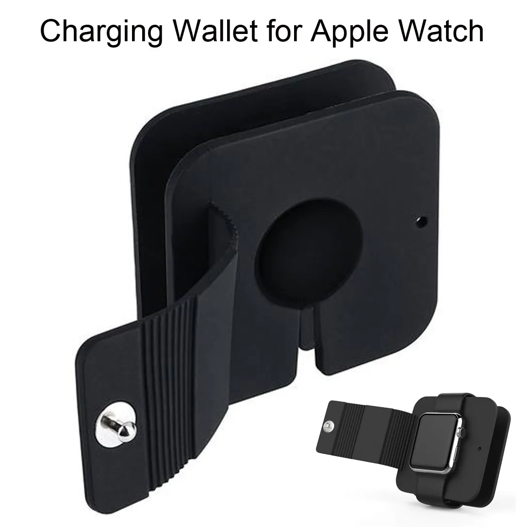 

Charging Case Soft Silicone Charger Wallet For Apple Watch 38 42mm Pocket Storage Case Pouch Bag Box Walleter
