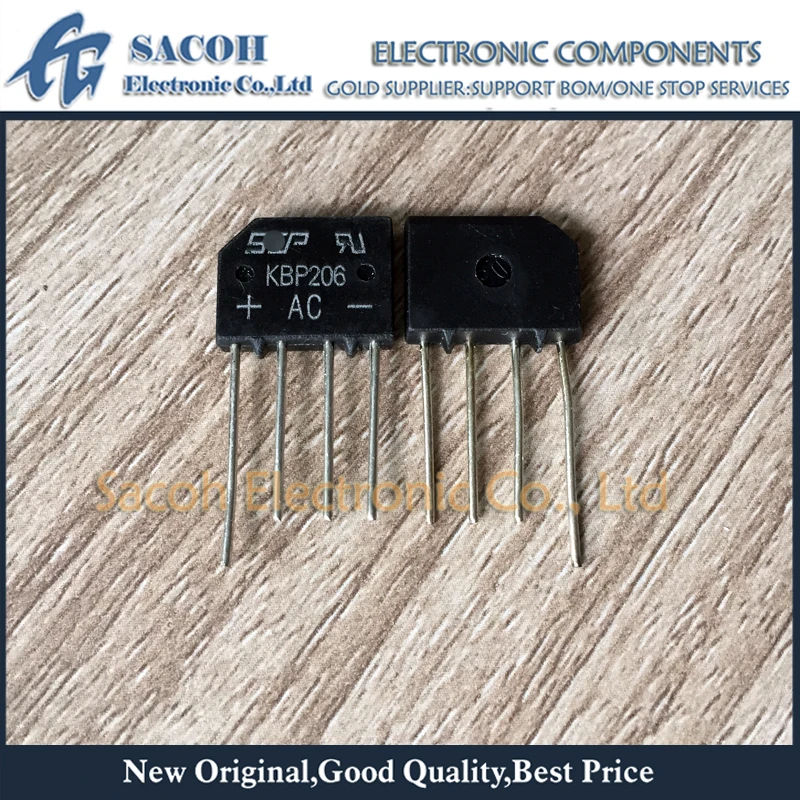 

Free Shipping 10Pcs KBP206 KBP206G KBP208 KBP210 2A 600V Power Bridge Rectifier