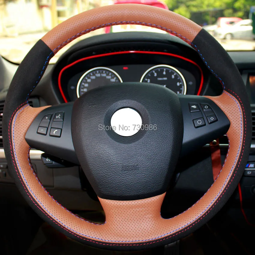 Steering Wheel Cover For BMW X5 XuJi Car Special Hand stitched Orange