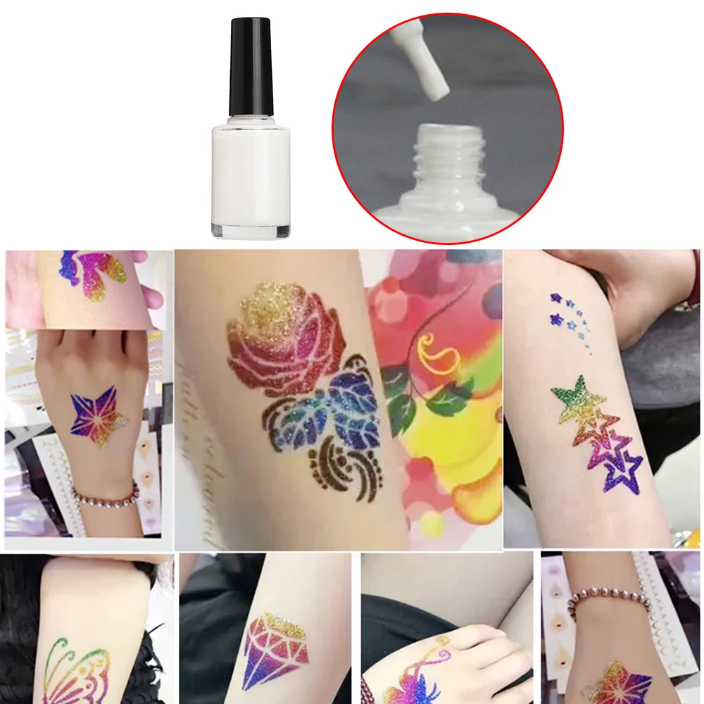 

Shiny 1 Pc 15ml One-time Colorful Glitter Tattoo White Gel Flash Powder Tattoo Glue Body Art Paint Waterproof Makeup Tool TSLM2