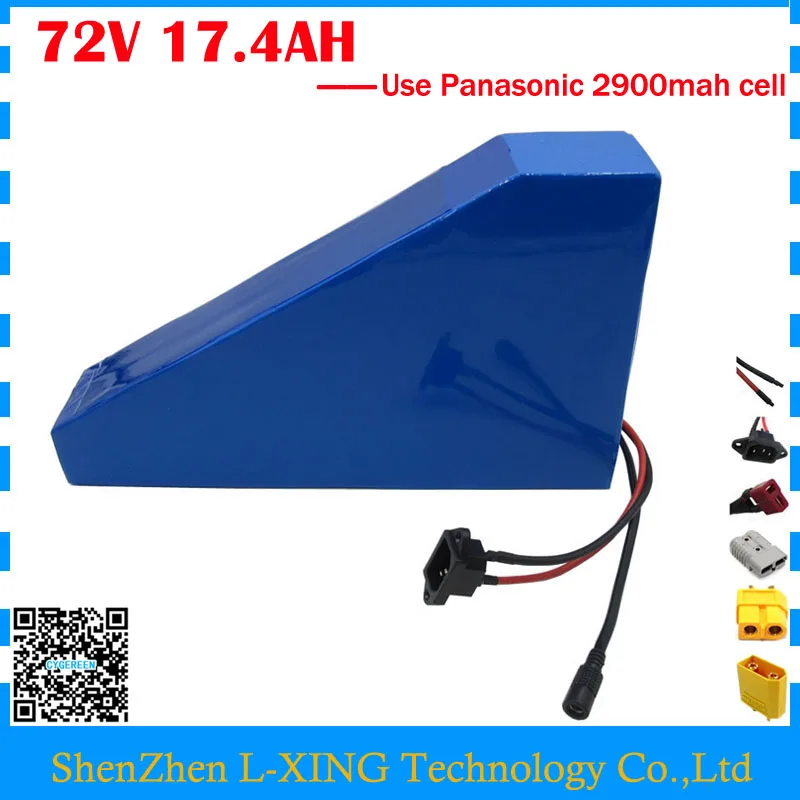 Excellent Free customs fee 72V 17.4AH electric bike battery 72V 17.4AH triangle battery with free bag use Panasonic 2900mah cell 40A BMS 3