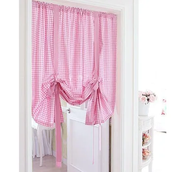 

Hot Sale Curtains For Kitchen Window Door Short Plaid Roman Blinds Curtain Pelmet Liftable For Balcony Home Textile