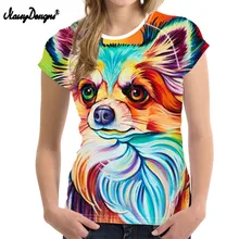 NOISYDESIGNS T-shirt Engraçado Tops Tees t-shirt Feminino das Mulheres Femme TShirts Corgi Cão 3D Impressão de T Camisa Da Cor Das Mulheres Casuais k-pop(China)