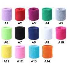 2 шт наручные поддерживающий браслет эластичные спортивные Фитнес Защитная полоска Sweatbands пот полосы для спорта тенниса бадминтон 14 цветов