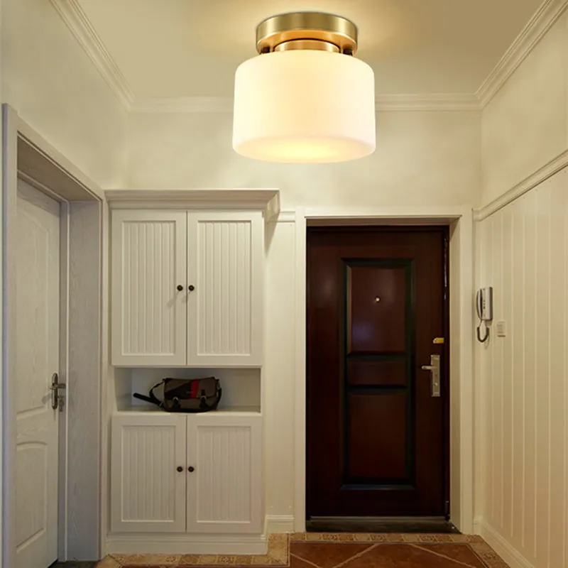 

Abajur Chinese Aisle Balcony Entrance Corridor LED Ceiling Lamp Nordic Circular Glass Copper Home Deco Ceiling Light Fixtures