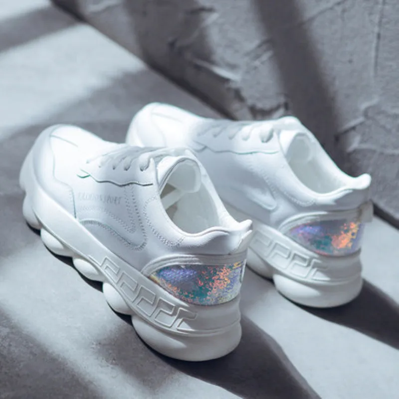 

New 2019 Spring Fashion Women Casual Shoes Pu Leather Platform Shoes Women Sneakers Ladies White Trainers Chaussure Femme