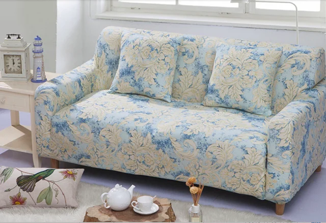Spandex Stretch Yellow Flower Pattern Sofa Cover Elasticity 100 Spandex Stretch Yellow Flower Pattern Sofa Cover Elasticity 100 Polyester Furniture