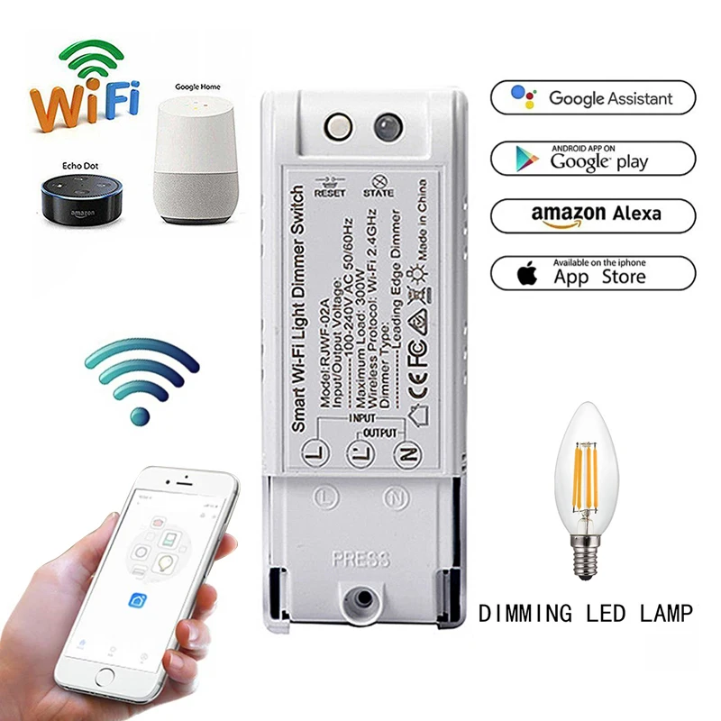 smart WiFi dimmer switch,for Incandescent light bulb,Tuya/Smart life Alexa/Google device control Smart Dimmer Module Switch