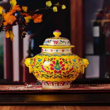 Антикварная Дворцовая керамическая ваза, эмаль, античная ваза, покрытая шляпой, банка, украшение для дома, эмаль, ремесло, креативный подарок