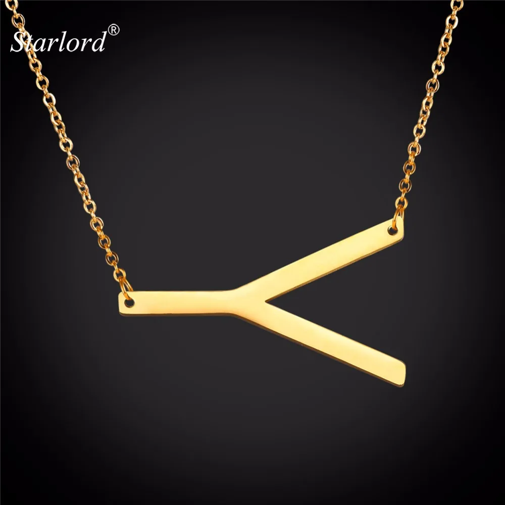Choker Letter Y Pendants&Necklaces For Women Men Stainless Steel