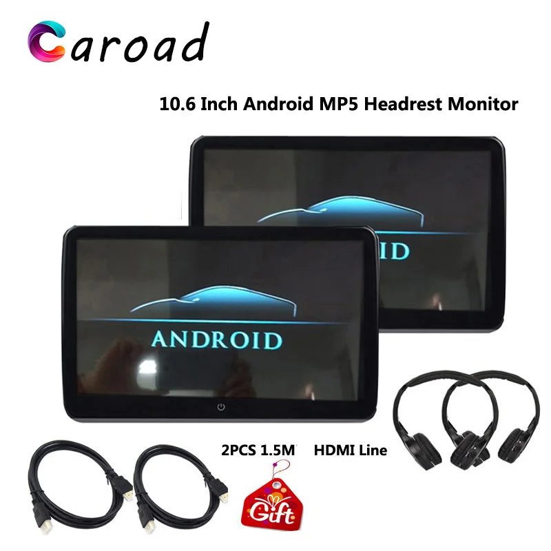 

Caroad 10.6 Inch Car Headrest Monitor Android 6.0 1920*1080 HD 1080P Video IPS Touch Screen 3G WIFI USB/SD/HDMI/IR/FM/Bluetooth