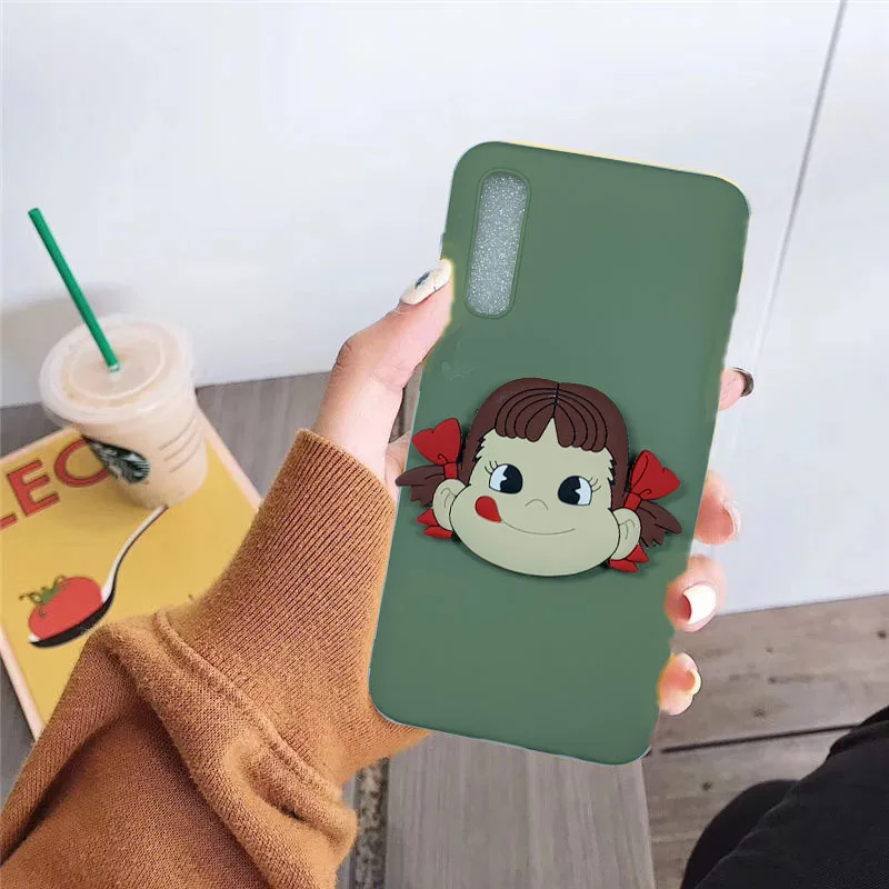 Cute Cartoon Girl Patterned Stand Soft TPU Case Cover sfor Samsung A10 A20 A30 A50 A40 M10 A7 2018 A750 Silicon Candy Color Capa (1)