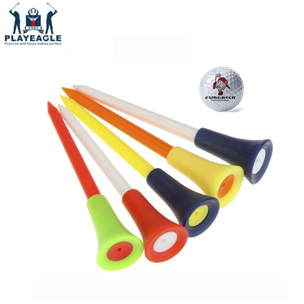 50Pcs/Set Multi Color Plastic Golf Tees 80mm Durable Rubber Cushion Top