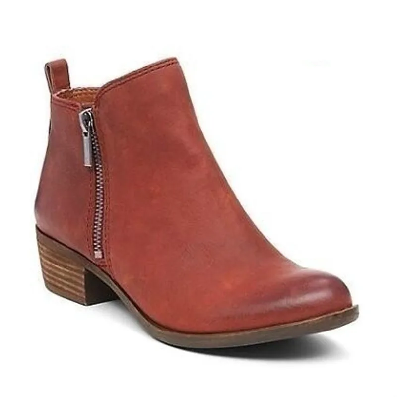 Женские ботильоны martin; коллекция года; сезон осень; женская повседневная обувь; женская обувь на высоком каблуке; модная удобная обувь на молнии и платформе; большие размеры 35-43 - Цвет: 906 Red Brown