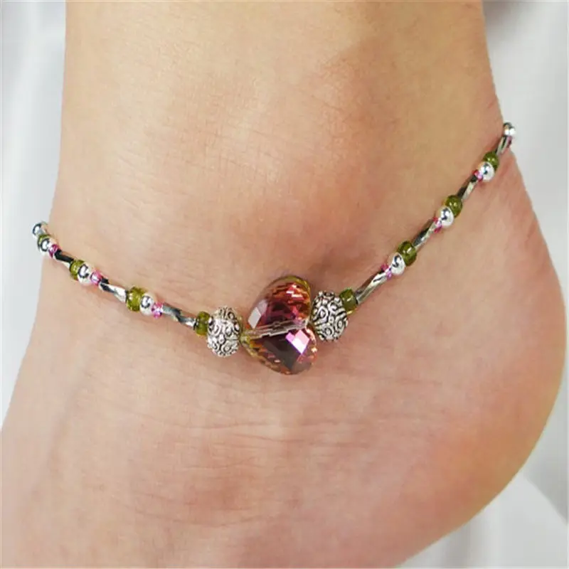 

diy crystal love alloy new geometric ball anklet atmosphere luxury boutique