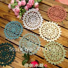 Хлопок ручной работы ЦВЕТАСТАЯ Салфетка коврики вязаный крючком коврик, пусковой площадки чашки, каботажное судно(12 см) с круглым 10 шт./лот CD020