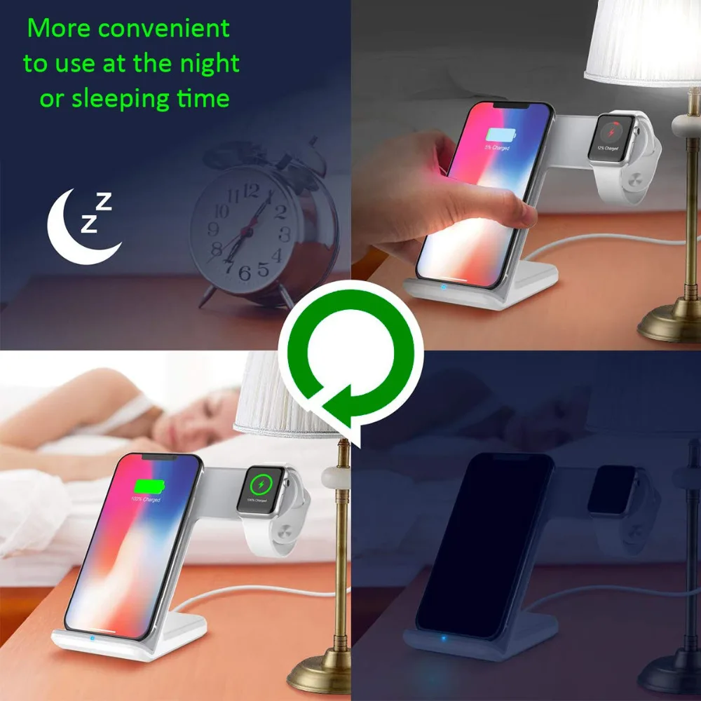 PORTEFEUILLE 2in1Dual Qi Wireless Charger Fast stand dock For Iphone X 10 XS MAX XR 8 Plus And Apple Watch 4 3 Induction Charger (17)