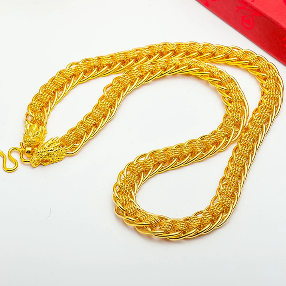 Толстые тяжелые мужские цепи Желтое золото Заполненные Твердые хип хоп стиль Мужские цепочки и ожерелья 24 дюйма