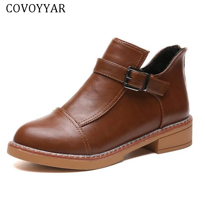 COVOYYAR/2019 г. ботильоны Женская осенне зимняя обувь черного/коричневого цвета