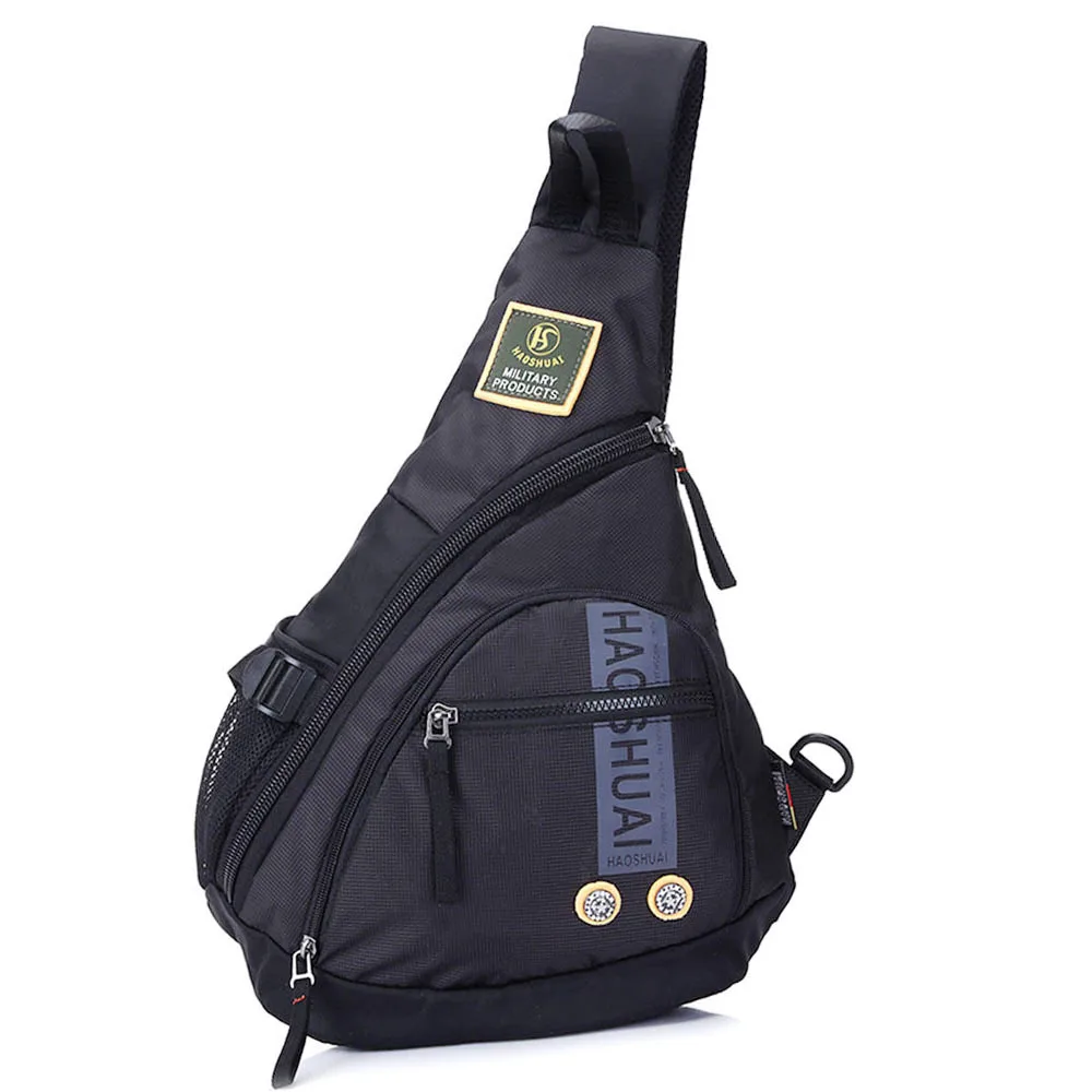 Водонепроницаемая нейлоновая мужская сумка через плечо, военная Дорожная сумка-слинг-рюкзак, нагрудная сумка-мессенджер, высокое качество - Цвет: Black