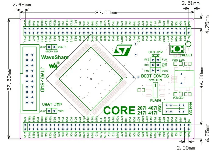 Системная плата Core407I STM32F4 STM32F407IGT6 STM32F407 STM32 системная для оценки с полной