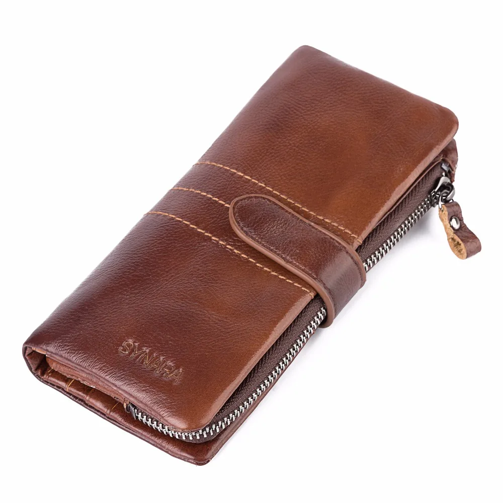 

Men's Wallet Brand Design Hasp and Zipper Genuine Leather Wallets Men Fashion Coin Purse Card Holder Carteira long wallet
