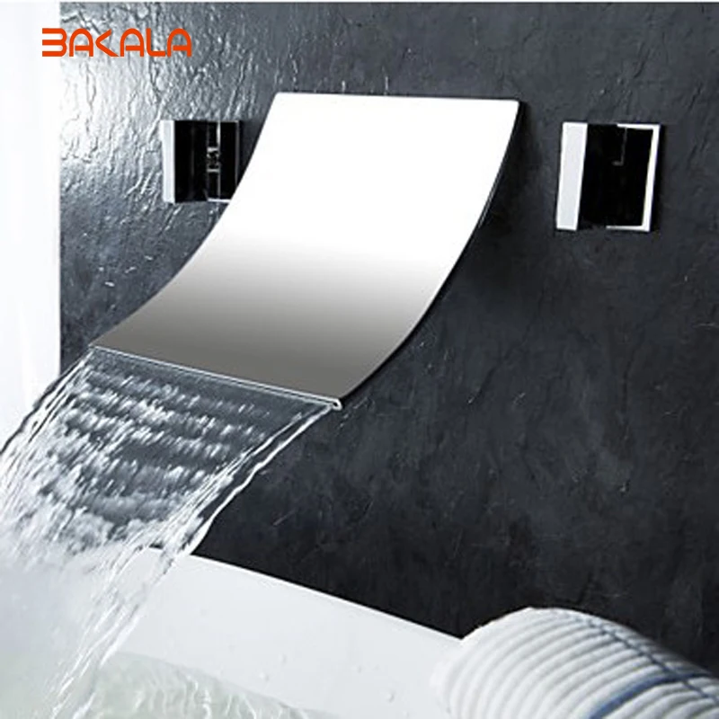 

Бесплатная доставка, роскошный кран BAKALA с 3 отверстиями, настенный кран с водопадом, кран для раковины, кран с водопадом, смеситель для раковины из латуни, LT-304-2