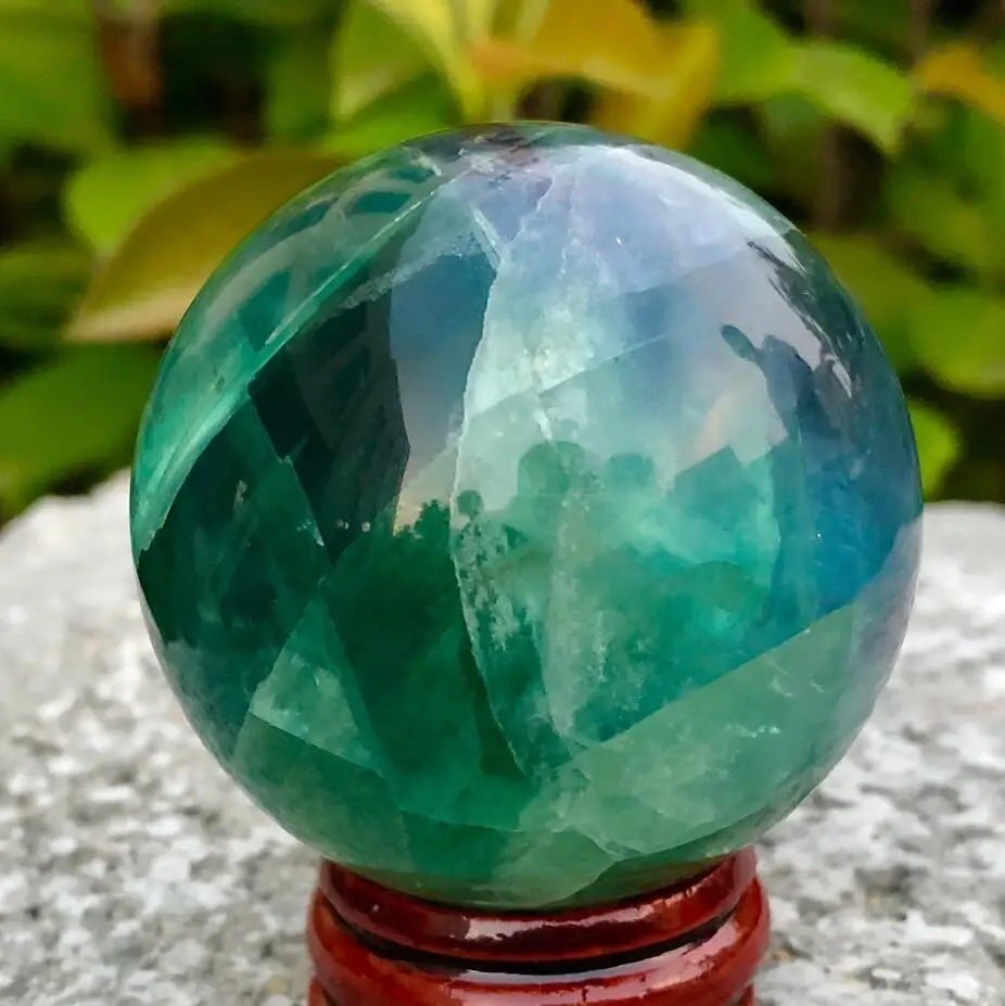 Красивый природный зеленый флюоритовая, Хрустальная лечебная сфера мяч
