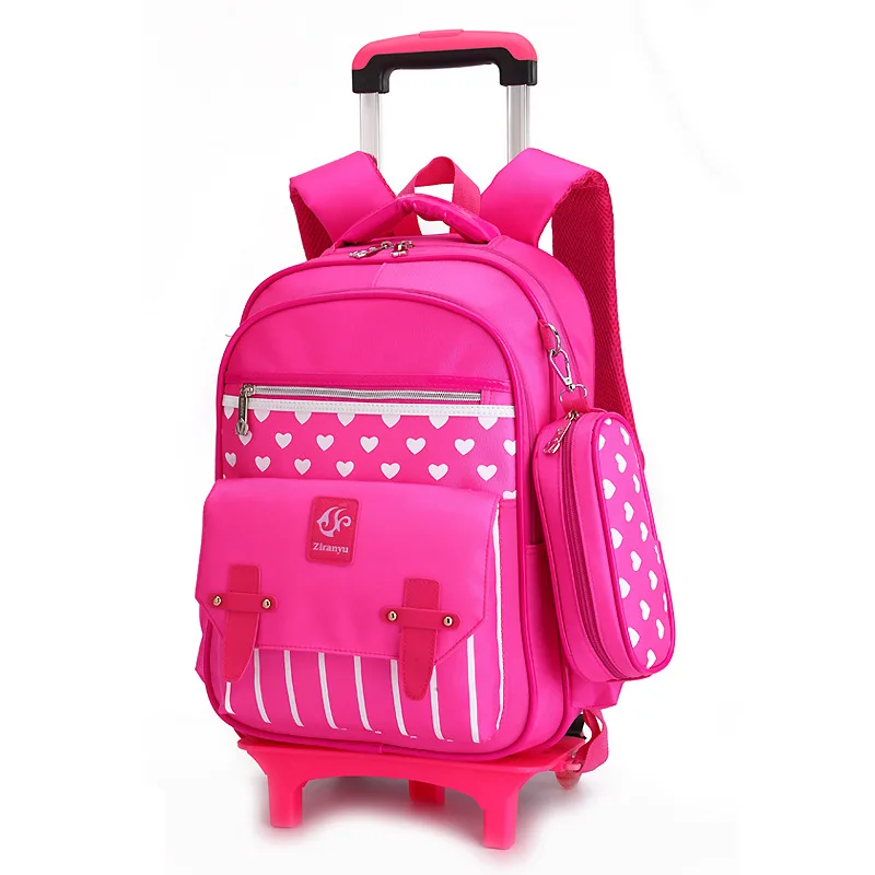 Вместительный рюкзак на плечо для студентов, ранец mochila, багаж на колёсиках, Детский чемодан на колесах, дорожная сумка для школы - Цвет: 2 wheels
