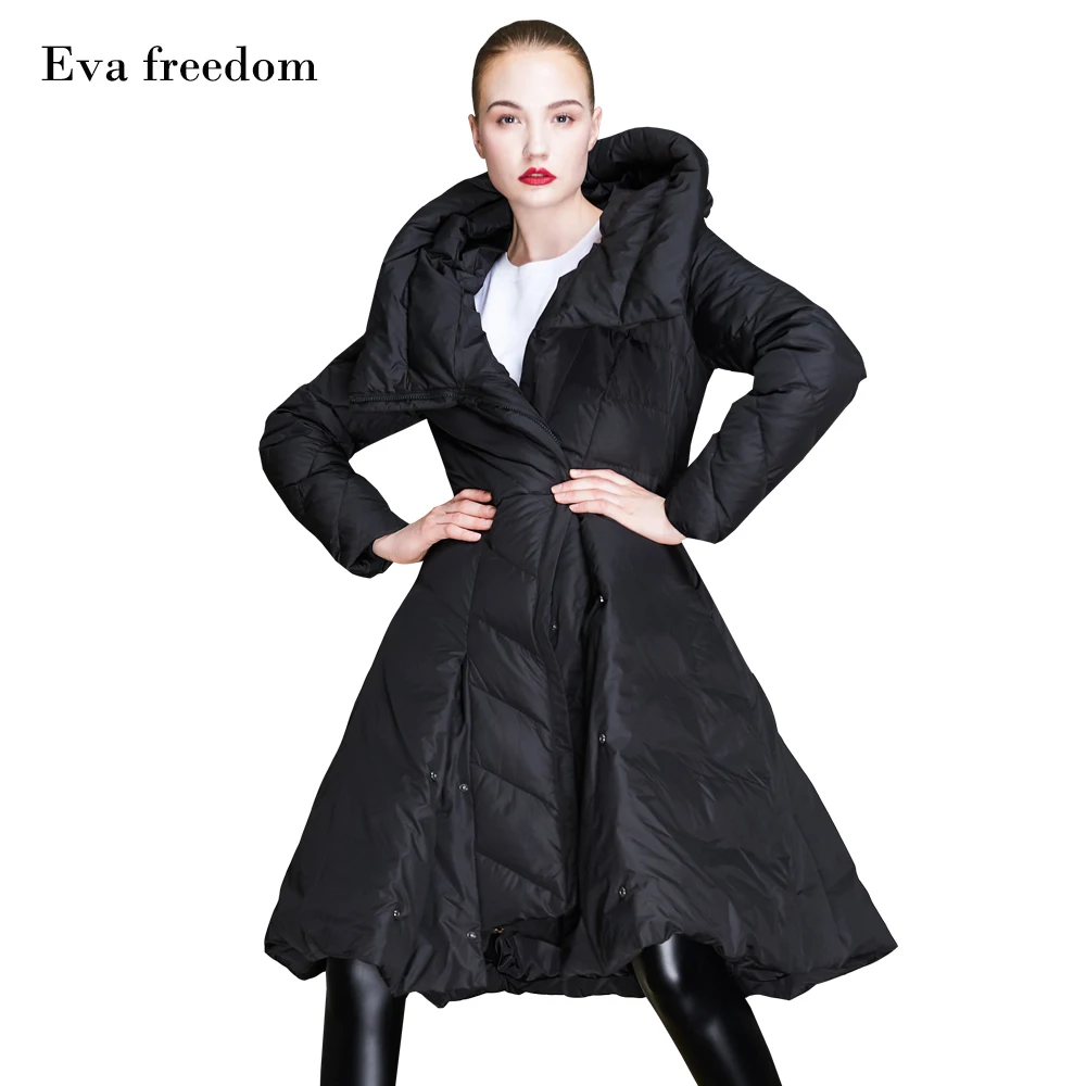 Eva freedom новинка хит продаж зимняя тонкая юбка маятниковый пуховик с капюшоном