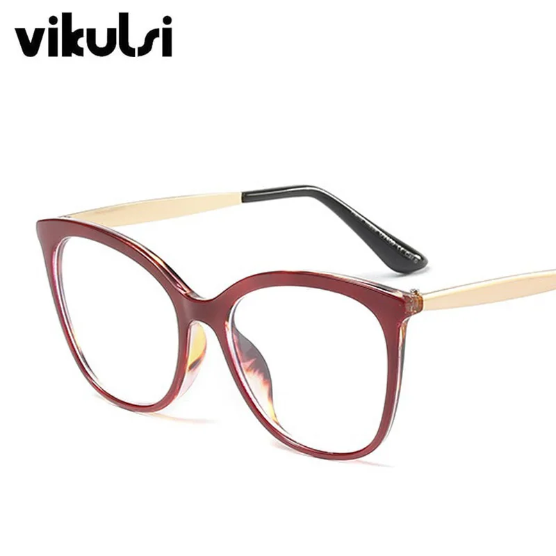 Модные очки для чтения кошачий глаз, оправа для очков, новинка, винтажные очки для женщин, фирменный дизайн, прозрачные линзы, очки UV400 - Цвет оправы: E58 red leopard
