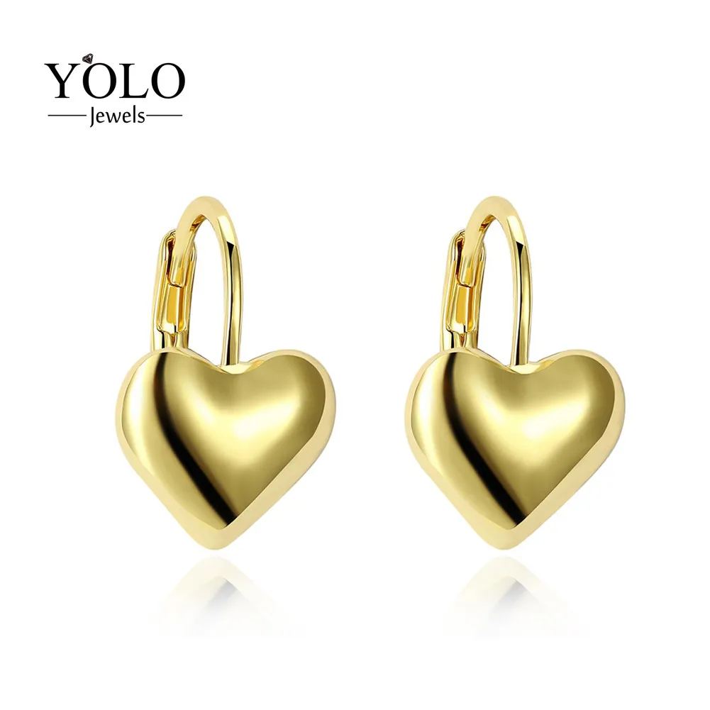

Simple Style Stud Earrings for Women Gold Color Earring with Heart Shape Romantic Earrings Love Gift Party Fashion Earrings