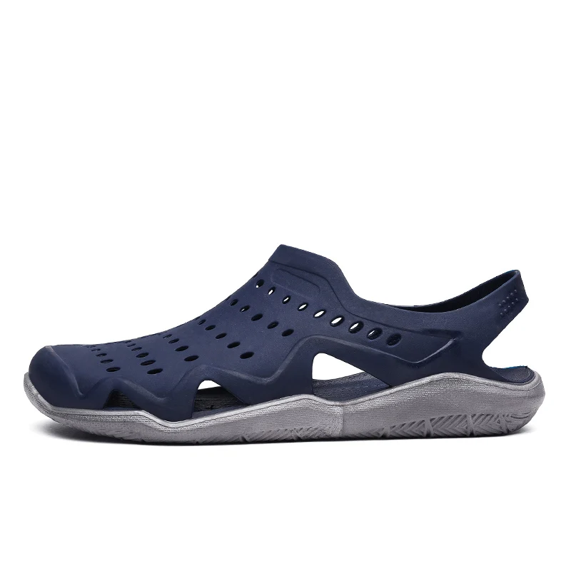 Марка vesonal; повседневные пляжные сандалии из искусственной кожи для мужчин; сезон лето; Мужская Вулканизированная обувь для взрослых; нескользящая обувь; дизайнерская прогулочная обувь - Цвет: Blue Gray Shoes
