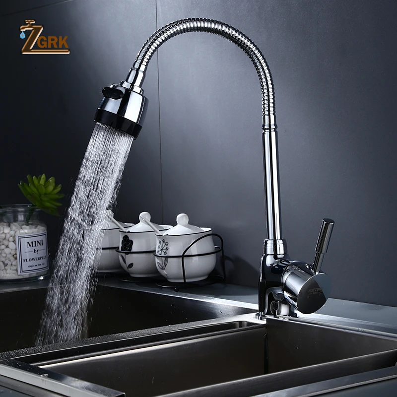 

ZGRK Kitchen Faucets Pull Out Black Sink Crane Swivel Faucet Mixer Tap Function Hot and Cold Water Outlet Rubinetti da cucina