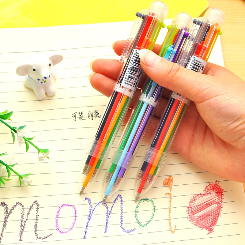 

Creative Multicolor Ballpoint Pen Multifunction 6 in1 Colorful Funny Ball Pens For Writing Office Stationery and School Supplies
