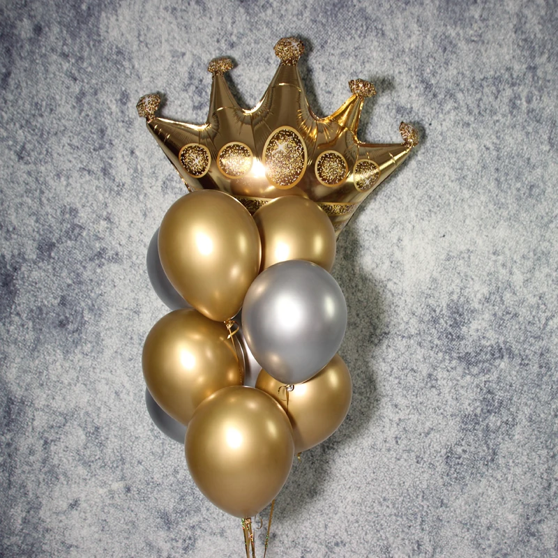 gold crown foil balloon latex balloons (13)
