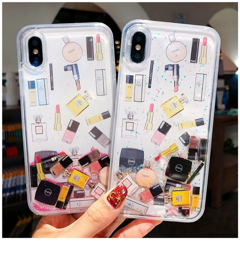 

Quicksand Capinha For iPhone X 7 8 Plus Xs Max Xr Hard Plastic Case For iPhone X 6 6s Plus Dynamic liquid Capa ipone Shell Coque