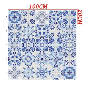 10152030cm Retro Blue and White Strip Tiles Wall Sticker Bathroom Kitchen Stair Decoration Peel Stick Waterproof Art Mural