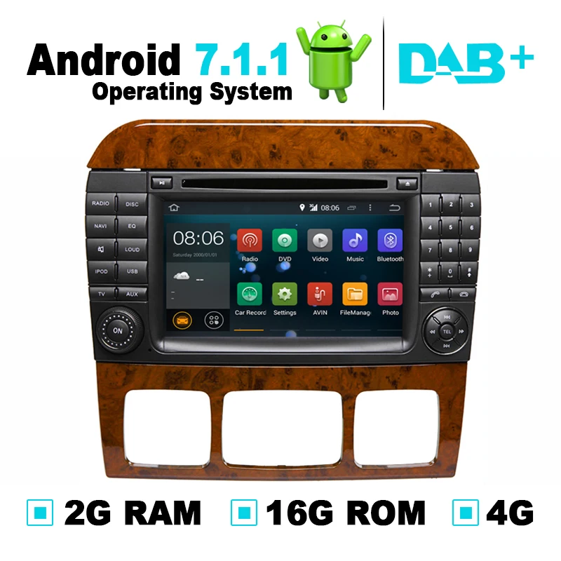

Android 7.1 Car DVD Radio Player GPS Navigation System Stereo Media for Mercedes W220 W215 S550 S600 S350 S400 S280 S320 DVR OBD