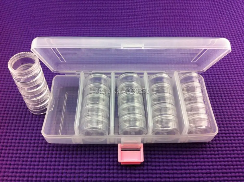 Kopen Plastic opbergdoos, verzamelen Doos, 5 ML Siamese Potten 5 STKS in Een Apparaat, stapelbaar Jar, overlapte Potten, 5 Eenheden in 1 Pak.