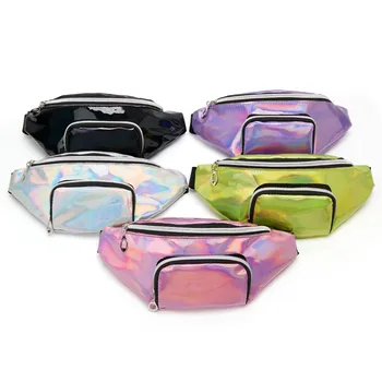 

Holographic Waist Bags Women Pink Silver Fanny Pack Zip Belt Money Pouch Female Belt Bag Waist Packs Laser Chest Phone Pouch