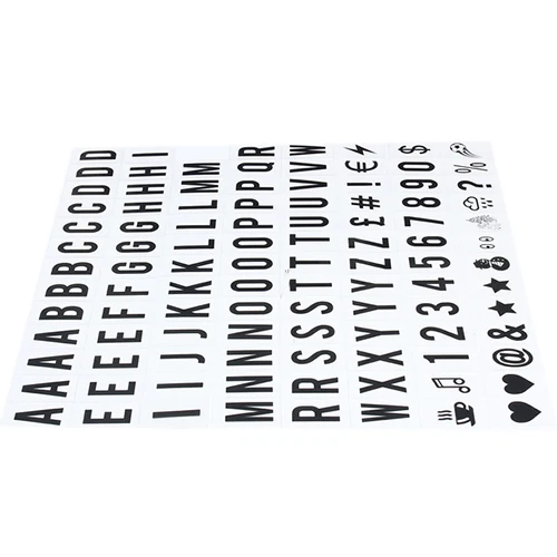 

104pcs Cinematic Lightbox Replacement Letters & Numbers Signs black for A4 Light Up Letter Box Sign Message Board 65.4x35mm(LE