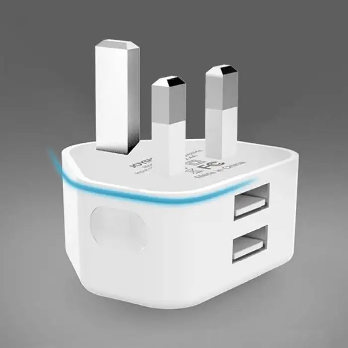 Адаптер для настенного зарядного устройства с двумя usb-разъемами UK 3 Pin, прочная зарядка для мобильного телефона HSJ-19