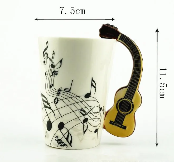 Новинка музыкальная керамическая чашка гитара скрипка пианино рукоятки чашки Кофе Молоко чай кружки Посуда для напитков подарки